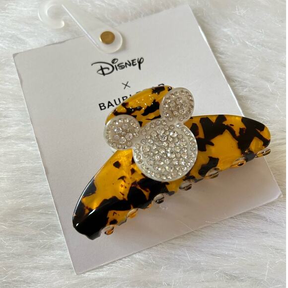 NEW Baublebar X Disney Tortoise Shell Rhinestone Mickey Hair Claw Clip - Picture 2 of 3